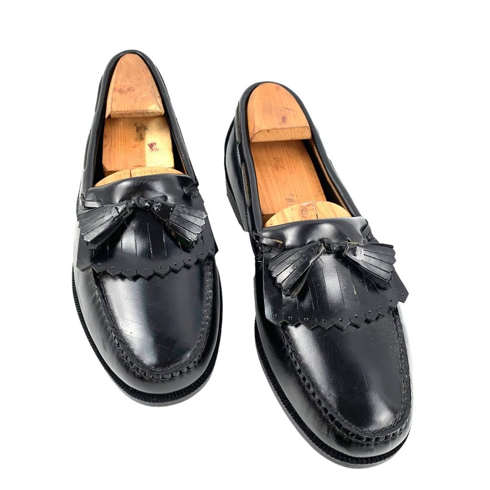 NEW Stuart McGuire Mens Black‎ Leather Kiltie Tassel Dress Loafers Size 9 EEE